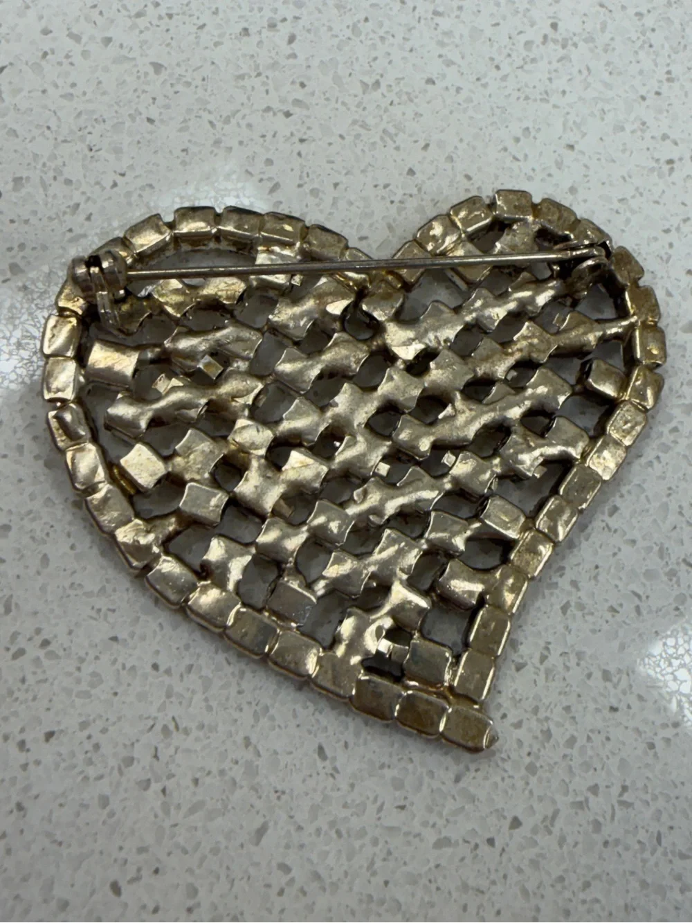 Crystal Heart Brooch - Sparkling Clear Rhinestones